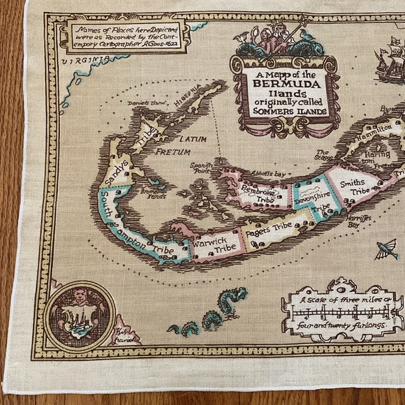 VTG Pure Irish Linen Bermuda Map - Picture 5 of 10